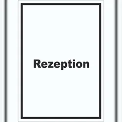Rezeption Aufkleber mit Text Anmeldung Eingang hochkant A5 (148x210mm)