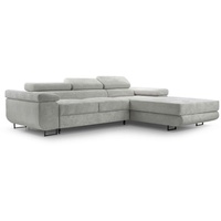 Furnix Ecksofa NILLONA L-Sofa Polsterecke mit Schlaffunktion Bettkasten, elegant, topaktueller Cord-Polsterstoff, Maße 280x90x203 cm, Metallfüße grau
