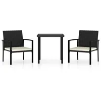 vidaXL 3-tlg. Garten-Essgruppe Poly Rattan Schwarz