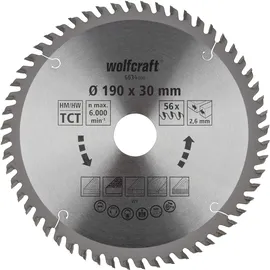 WOLFCRAFT Handkreissägeblatt HM Ø 190 mm 56 Zähne