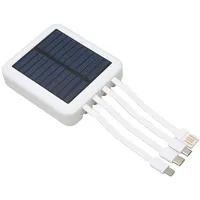 Solar Power Bank, Tragbares Ladegerät Solar Phone Power Bank 20000 MAh Zum Wandern, Reisen, Zwei Lademethoden, USB, USB C, Micro-USB-Anschluss (Weiß)