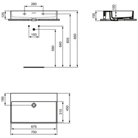Ideal Standard Extra Waschtisch 70 x 45 cm (T389301)