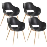 Esszimmerstuhl 4er Set Kunststoff Eisen Holzoptik schwarz moderner Stil Millers