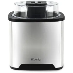 H.Koenig Eiscmaschine SRB80, Fassungsvermögen 2L, 12 W, Edelstahl, 30 bis 40 min Zubereitungszeit, Schnell, Automatischer Stopp, Transparenter Deckel