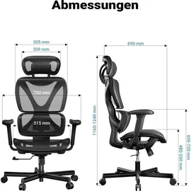 Wiltec Ergonomischer Bürostuhl Schwarz