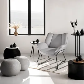 Tectake Sessel, gepolstert, mit Bouclé-Bezug, schlankes Stahlgestell mit Pulverbeschichtung, 73 x 72 x 81 cm, Esszimmer, Stühle, Esszimmerstühle, Vierfußstühle