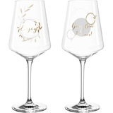 LEONARDO Wein-Gläser, 2er Set Enjoy, spülmaschinenfeste Wein-Kelche mit gezogenem Stiel, Rotwein-Glas Geschenk-Set, 560 ml, 029175