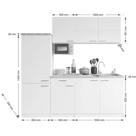 Respekta Küchenzeile  Malia 210 cm E-Geräte  grau/weiß