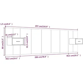 vidaXL Kopfteil mit Nachttischen Weiß Holzwerkstoff