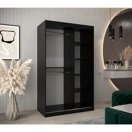 abiks möbel Schwebetürenschrank MADRYT 120 x 200 x 62 cm Schwarz