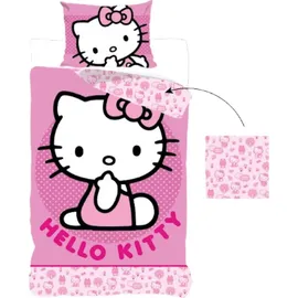 HELLO KITTY Bettwäsche-Set für Kinder – Weicher Bettbezug 140x200 cm mit Kissenbezug 60x70 cm