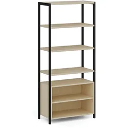 HOME OFFICE Regalwand mit Regalschrank, schwarz/birke