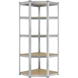 Juskys Eckregal Corner Basic 180 x 70 x 40-70 cm - 875 kg 5 Böden - Metall verzinkt - Schwerlastregal Steckregal Kellerregal