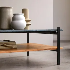 Tikamoon Couchtisch Edit aus massivem Akazienholz und Marmor 130x65