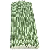 Haobase 50 Stück Papier Trinkhalme, biologisch abbaubare Papier Strohhalme für das Trinken von Cocktail, Kaffee, kalte Getränke (Ripples Muster) (Dark Green Ripples)