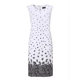 GOLDNER Etuikleid Midi Blumenprint Schwarz/Weiß 54