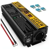 XERSEK Spannungswandler 1000W 2000W Wechselrichter Reiner Sinus Spannungswandler 12V auf 230V, 2USB Auto KFZ Stromumwandler Stromwandler Transformator Inverter