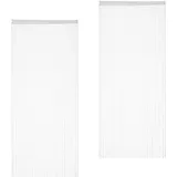 Relaxdays Fadenvorhang 2er Set, kürzbare Fadengardinen mit Stabtunnel, 90 x 245 cm, Türgardine & Raumteiler, weiß