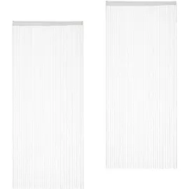 Relaxdays Fadenvorhang 2er Set, kürzbare Fadengardinen mit Stabtunnel, 90 x 245 cm, Türgardine & Raumteiler, weiß