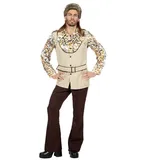 Karneval-Klamotten Kostüm 70er Jahre Herren Retro Herrenkostüm Discokostüm, 60er 70er Jahre Schlager Männerkostüm Karneval Fasching beige|braun 50