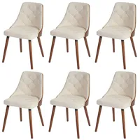 Mendler 6er-Set Esszimmerstuhl HWC-A75, Besucherstuhl Küchenstuhl, Walnuss-Optik Bugholz ~