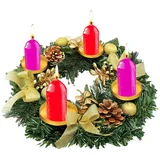 Eteslot adventskranz künstlich - weihnachtskranz Tisch - kerzenkranz Weihnachten - adventskranz für teelichter, Festliche künstliche Kerzenringe, Kränze, exquisiter Ringkerzenhalter für den Kamin