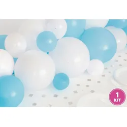Luftballon Deko Set hellblau weiß mit Konfetti