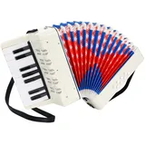 Akkordeon Kinder, Piano Akkordeon 17 Tasten 8 Bässe, Akkordeon Musikinstrument mit Einstellbare Tragerieme, Akkordeon Erwachsene und Kinder ab 3 Jahre, Ziehharmonika Kinder Geschenk für Anfänger, Weiß