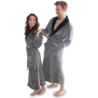 CELINATEX Nevada Bademantel Damen Herren M anthrazit schwarz Mikrofaser Saunamantel Coral Fleece Morgenmantel