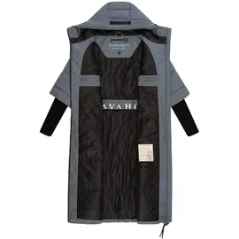 Navahoo Damen, Langer Wintermantel mit Rippstrickärmel