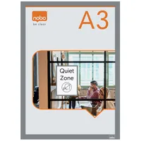 NOBO 2er-Pack magnetischer Posterrahmen A3, Silber, 32.5x45x1 cm