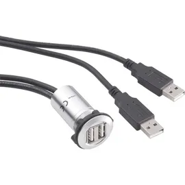 TRU Components USB-06 USB-Doppeleinbaubuchse 2.0 Buchse, Einbau 2 x USB-Buchse Typ A auf 2 x USB-Stecker Typ A mit 60 cm Kabel Inhalt: 1 St.