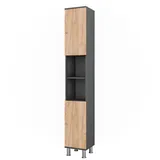 Vicco Fynn Hochschrank 30 x 190 cm Anthrazit/Goldkraft Eiche Holz