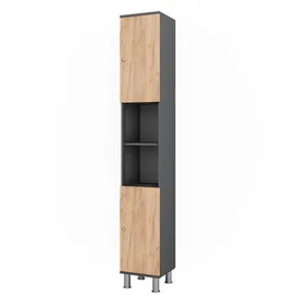 Vicco Fynn Hochschrank 30 x 190 cm Anthrazit/Goldkraft Eiche Holz