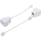 HAWAKA 2 Pack Telefon RJ11 6P4C 2-Wege-Adapter (Weiß, 5Inch)