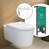 Hansgrohe LivaFine Wand-WC mit AquaHelix Flush, Komplett-SET mit iFrame Vorwandelement und Element E Betätigungsplatte, 61188450+66003700#SET,