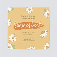Einladungskarten Sommerfest (5 Karten) selbst gestalten, Gänseblumen - Orange