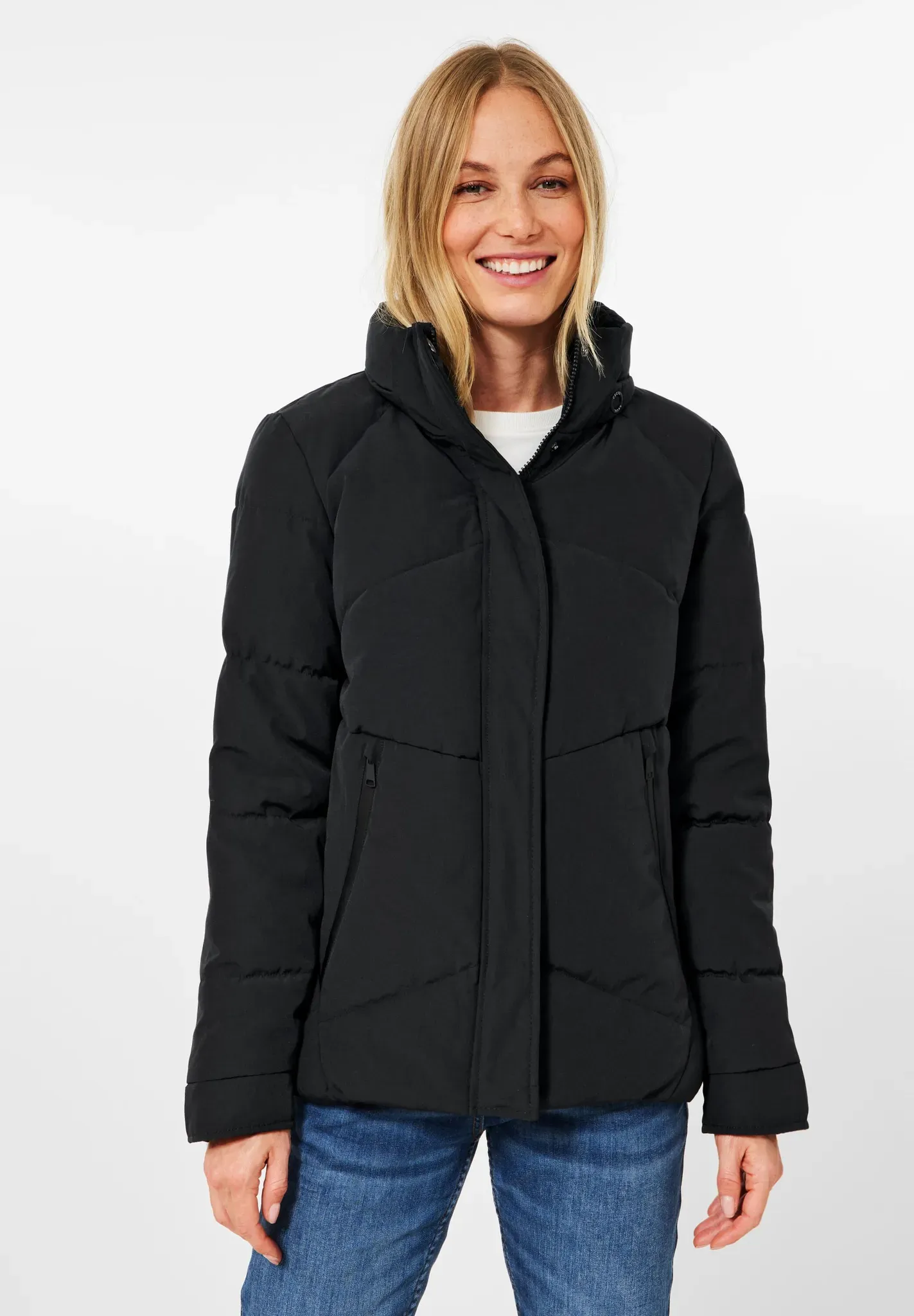 Steppjacke CECIL Gr. S (38), schwarz (black) Damen Jacken Steppjacken