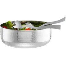 Relaxdays Salatschüssel mit Besteck Silber 4,5 l