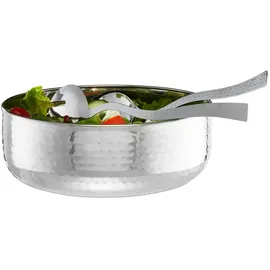 Relaxdays Salatschüssel mit Besteck Silber 4,5 l