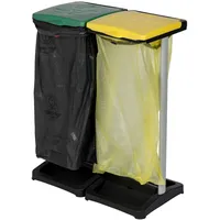 Kreher Müllsackständer aus Kunststoff mit Deckel, 2tlg. Hält max. 2 Säcke mit ca. 110 Liter Volumen. Mit Fach für Müllsäcke. Preiswert und praktisch.