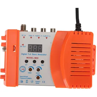 Digitaler HF-Modulator, M69CP Audio-Video-HDMI-AV-zu-HF-Konverter, Unterstützt PAL-NTSC-Format, VHF-UHF-TV-Link-Modulator für Set-Top-Boxen (EU-Stecker)