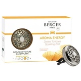 Maison Berger PARIS Diffuser Autoduft Set Aroma Energy, Der Diffuser verfügt über einen multidirektionalen Clip, der sich leicht an den Lüftungsschlitzen befestigen lässt., Inkl. Duftkeramik Aroma Energy silberfarben