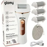 Glamy® Hornhautentferner Elektrisch mit extra Bimsstein Hornhaut Entfernen Pediküre Set elektrisch und manuell