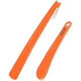 FADII Schuhlöffel mit langem Griff, 45 cm lang, Kunststoff-Schuhlöffel für Männer und Frauen, mit Komfortgriff, lange Schuhlöffel, flexibel, extra lang, für ältere Menschen, Orange, 45 Cm - 45