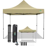 COBIZI Faltpavillon 3x3 Wasserdicht Stabil Winterfest ohne Seitenwand,Pop Up Pavillon Partyzelt,Sonnenschutz Gartenpavillon,Pavillon Faltbar mit Handtasche(3 mal 3m Khaki)