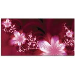Glasbild ARTLAND "Girlande aus Blumen", rot (farbe bild(er): rot), B:100cm H:50cm, Bilder, in verschiedenen Größen