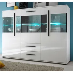Highboard "Design-D" in weiß Hochglanz Kommode 160 x 126 cm