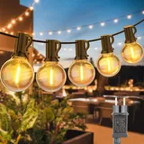 ONSTUY LED Lichterketten Außen,15 Meter G40 Lichterkette mit 25 Bruchsichen Glühbirnen(2 Ersatzteile),Warmweiß,IP65 Wasserdicht Lichterkette Glühbirnen Außen für Party,Garten,Terrasse,Hochzeiten