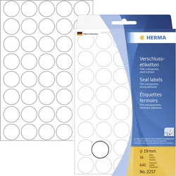 HERMA - Verschlussetiketten - 19 mm diameter - durchsichtig - Polyester (Packung...